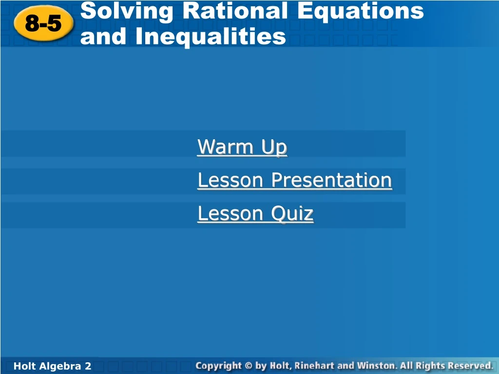 solving rational equations and inequalities