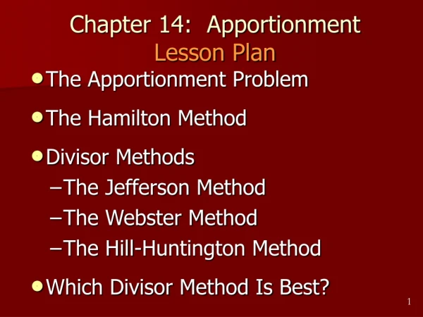 Chapter 14:  Apportionment Lesson Plan