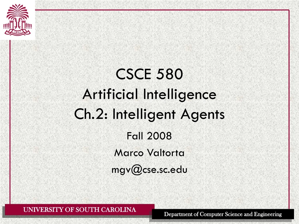 csce 580 artificial intelligence ch 2 intelligent agents