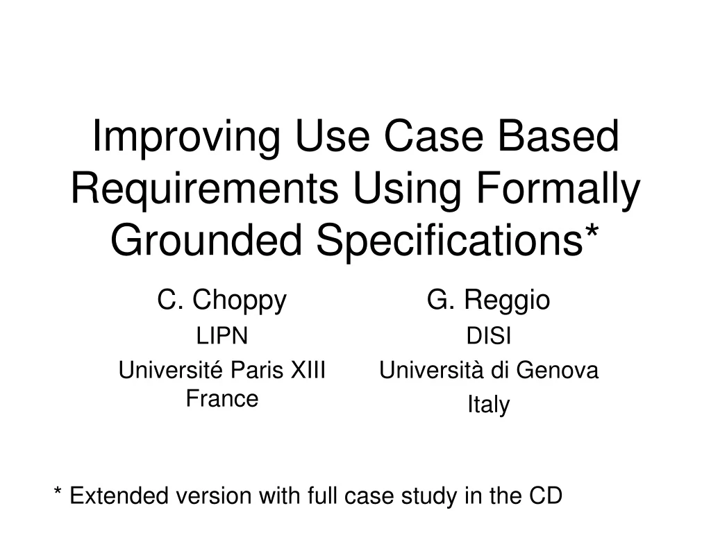 improving use case based requirements using formally grounded specifications