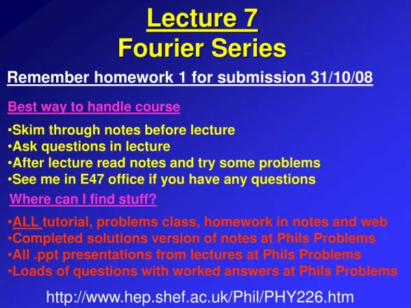 Lecture 7 Fourier Series