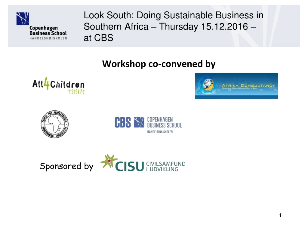 look south doing sustainable business in southern africa thursday 15 12 2016 at cbs