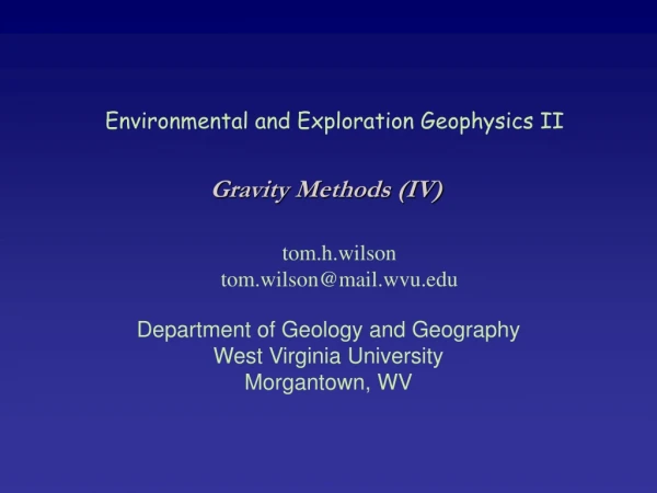 Environmental and Exploration Geophysics II