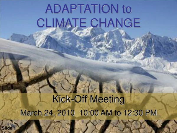 ADAPTATION to  CLIMATE CHANGE