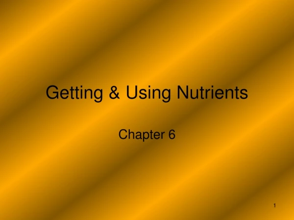 Getting &amp; Using Nutrients