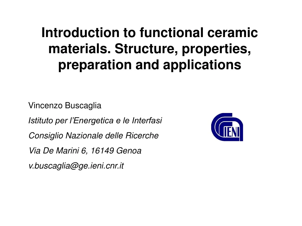 introduction to functional ceramic materials