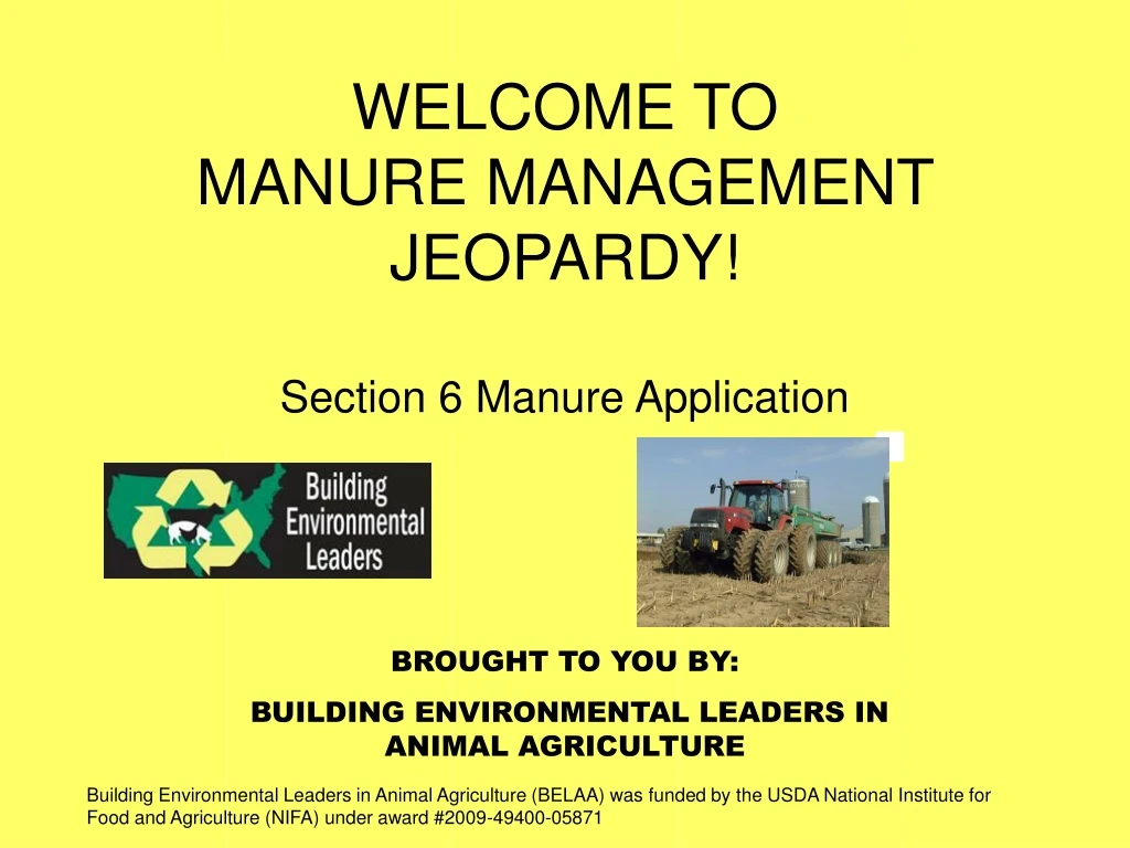 welcome to manure management jeopardy section