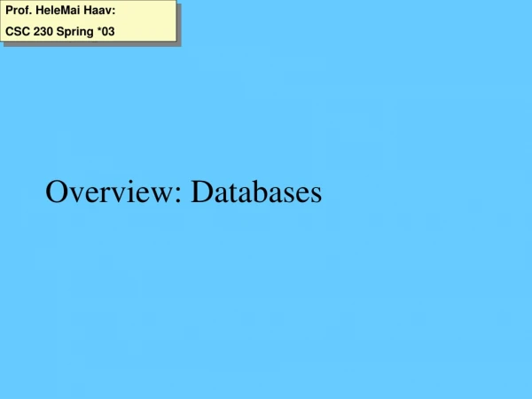 Overview: Databases