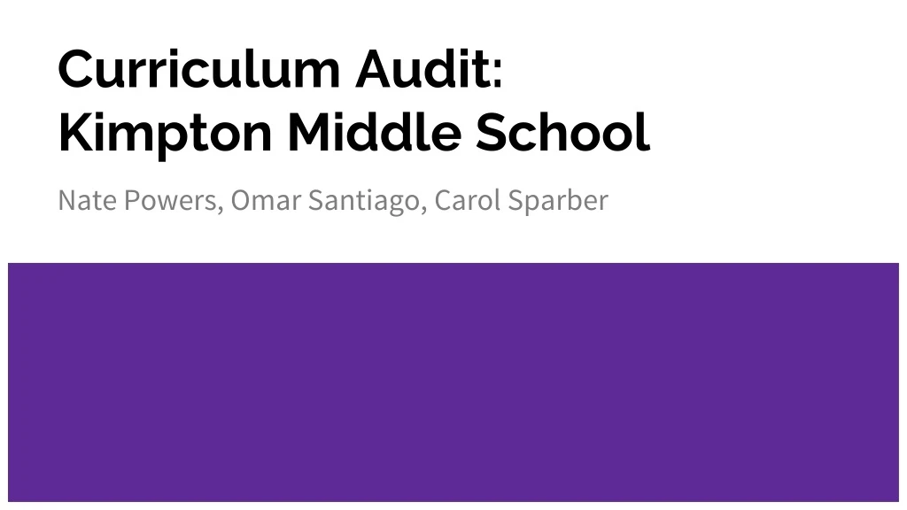 curriculum audit kimpton middle school