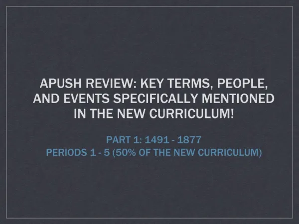 APUSH Review: Key Terms, People, and Events SPECIFICALLY Mentioned In The New Curriculum!