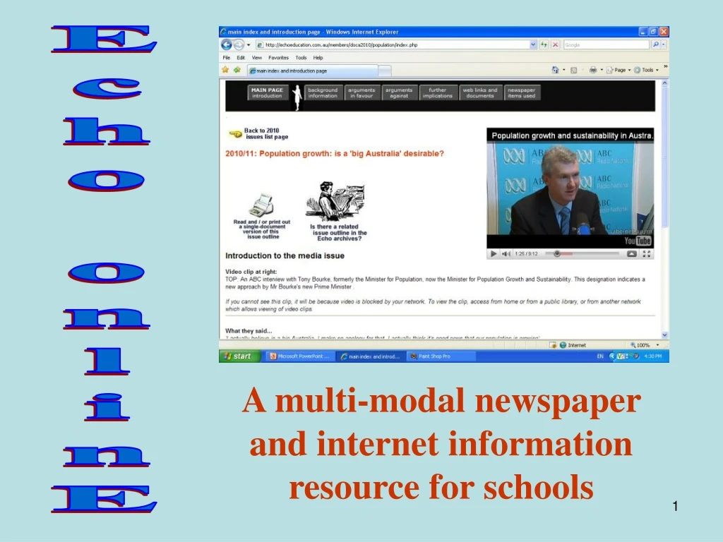 a multi modal newspaper and internet information resource for schools