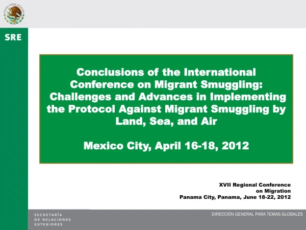 Conclusions of the International Conference on Migrant Smuggling :