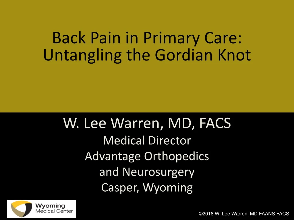 back pain in primary care untangling the gordian knot