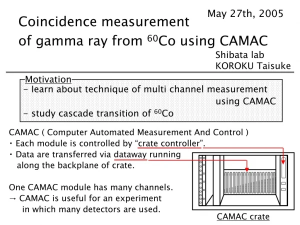 Coincidence measurement of gamma ray from  60 Co using CAMAC
