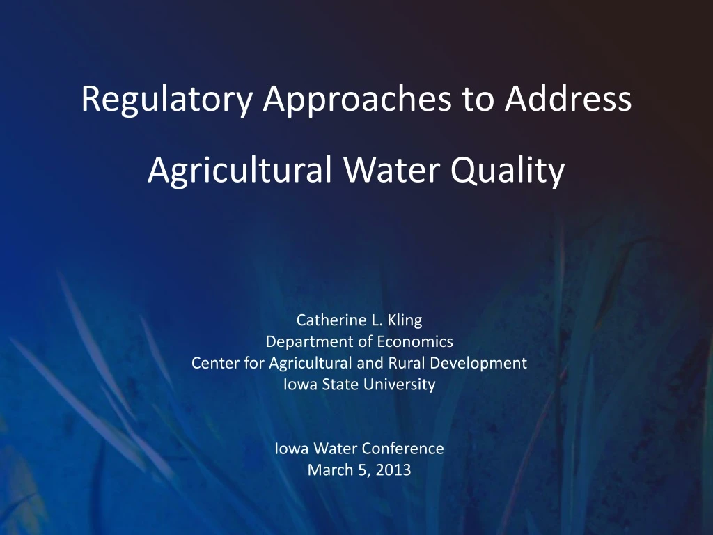 regulatory approaches to address agricultural water quality