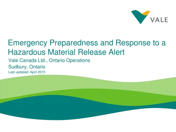 Emergency Preparedness and Response to a Hazardous Material Release Alert