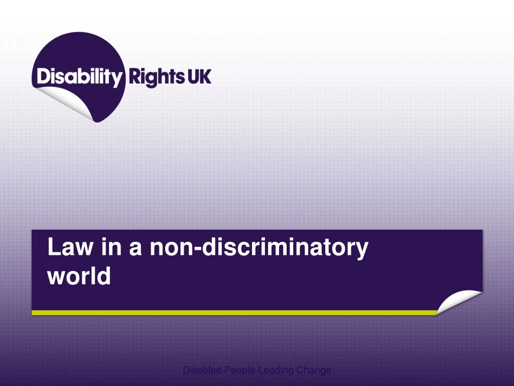 law in a non discriminatory world