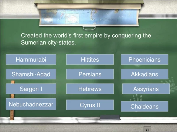 Created the world’s first empire by conquering the  Sumerian city-states.