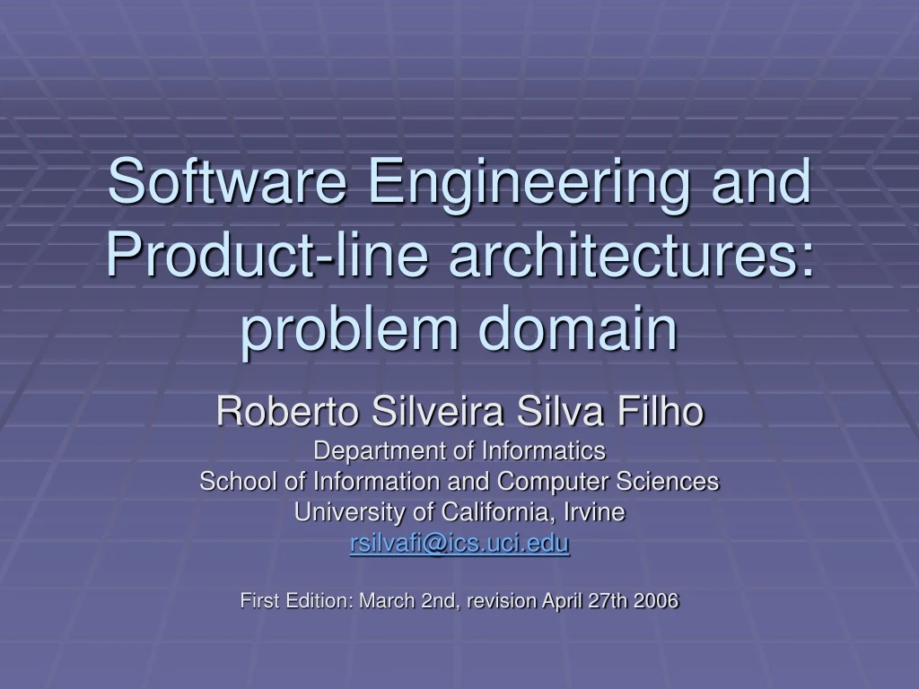 software engineering and product line architectures problem domain