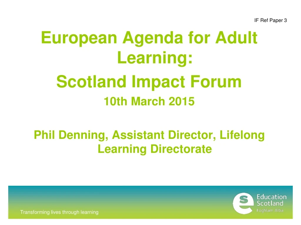 if ref paper 3 european agenda for adult learning