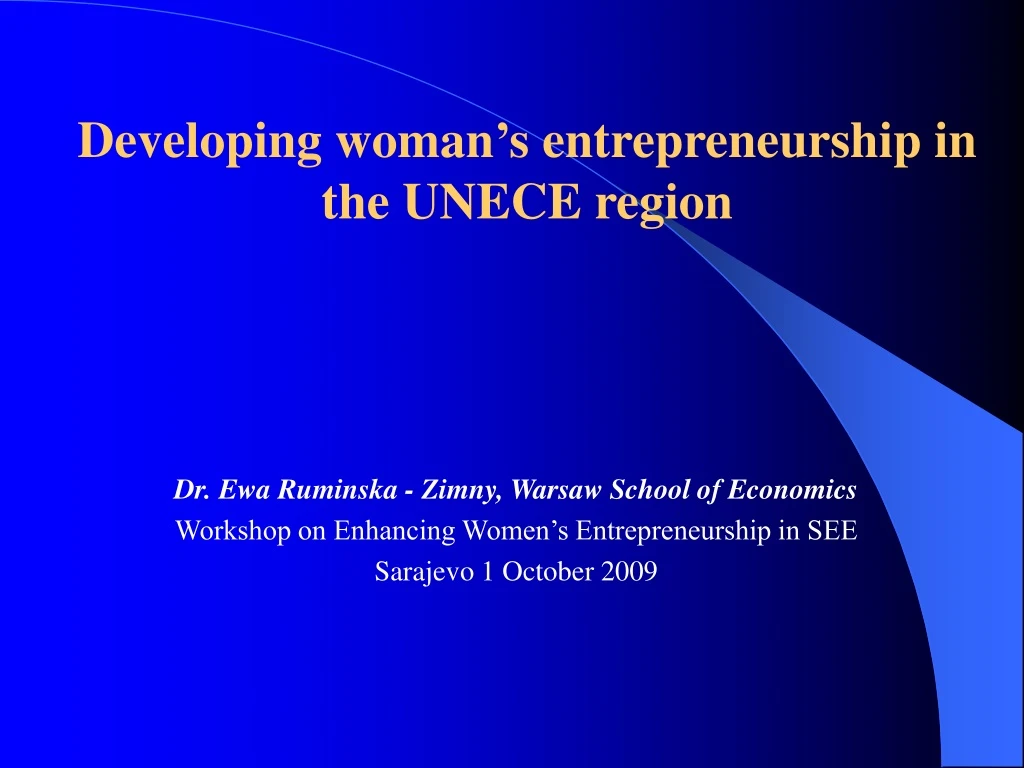 developing woman s entrepreneurship in the unece