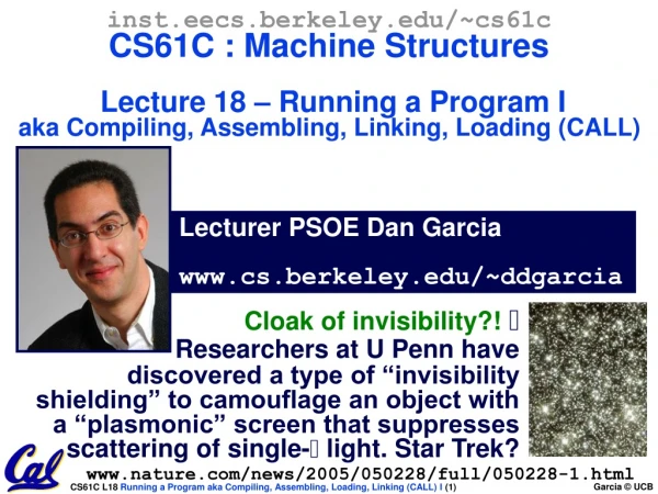 Lecturer PSOE Dan Garcia cs.berkeley/~ddgarcia