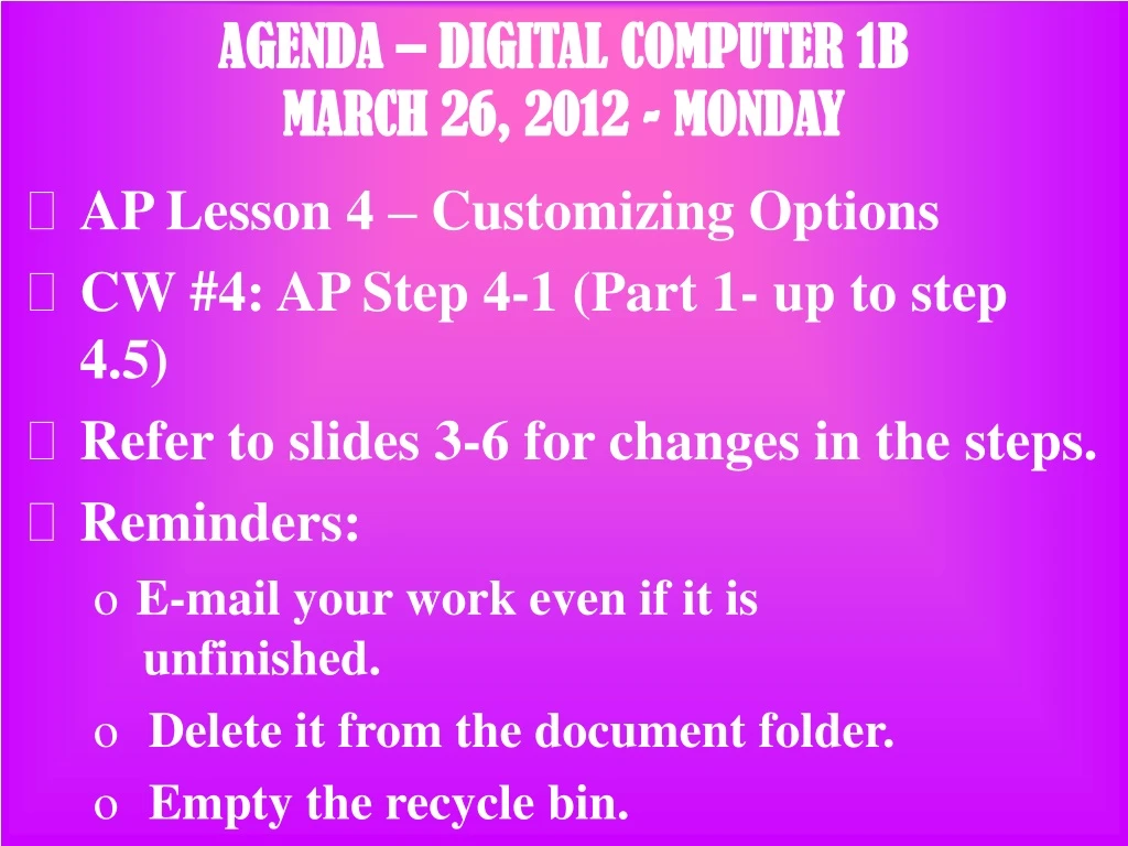 agenda digital computer 1b march 26 2012 monday