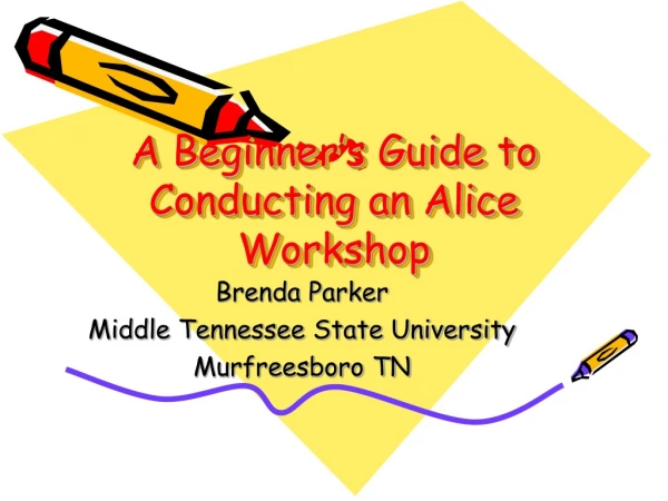 A Beginner’s Guide to Conducting an Alice Workshop