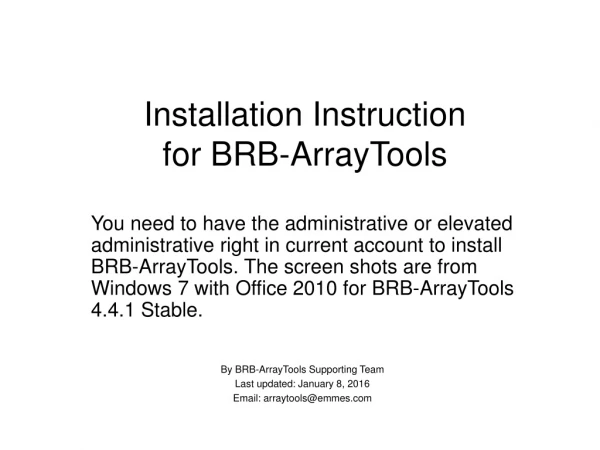 Installation Instruction  for BRB-ArrayTools