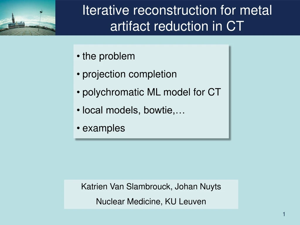 iterative reconstruction for metal artifact reduction in ct