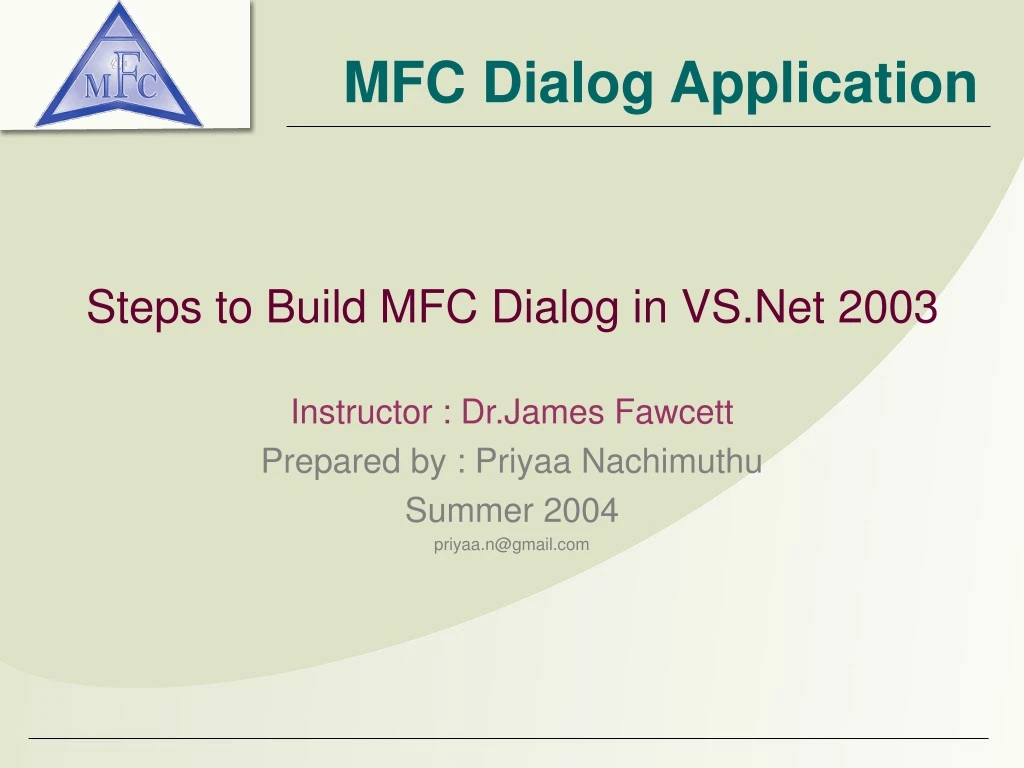 mfc dialog application