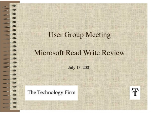 User Group Meeting Microsoft Read Write Review