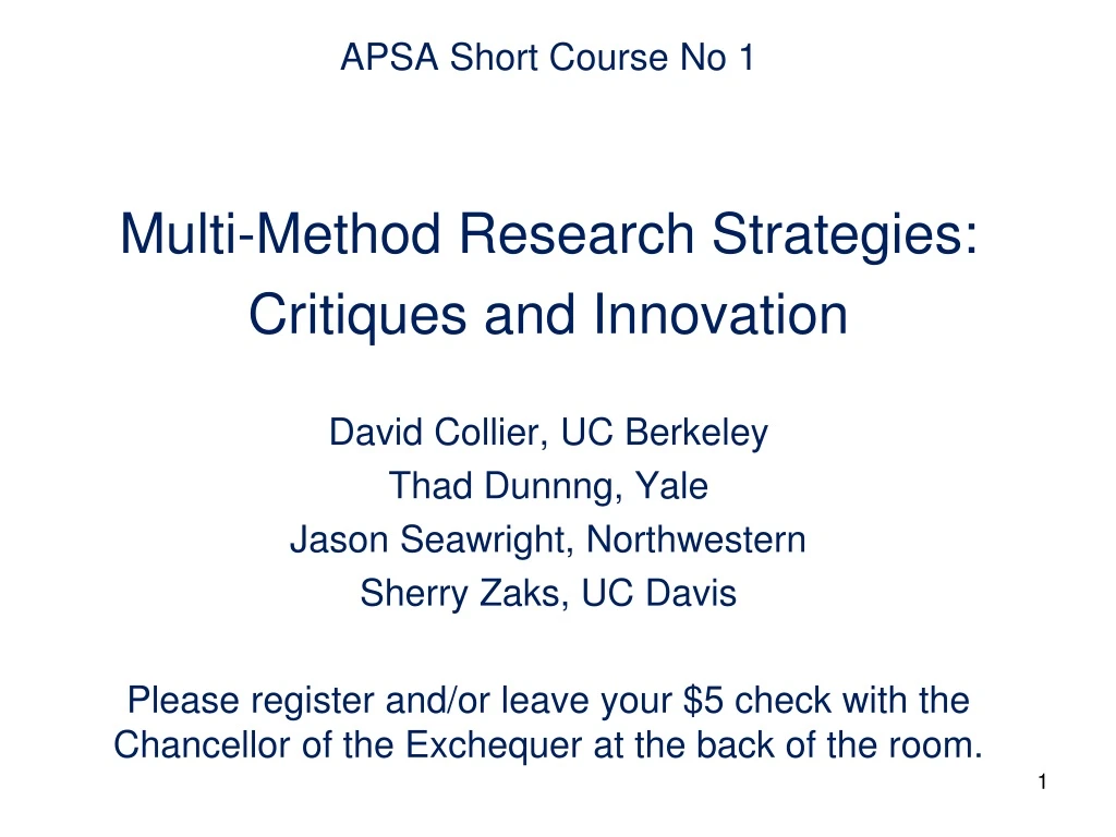 apsa short course no 1 multi method research