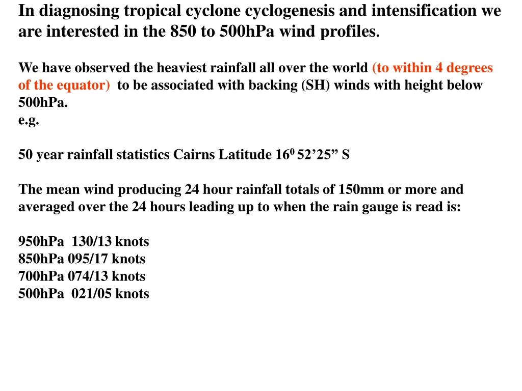 in diagnosing tropical cyclone cyclogenesis