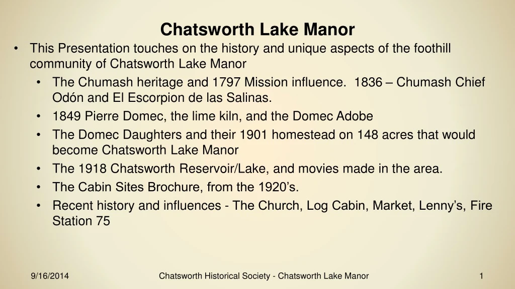 chatsworth lake manor