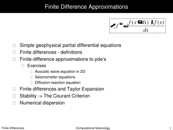 Finite Difference Approximations