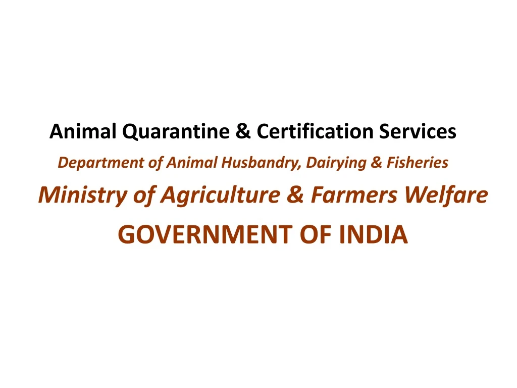 animal quarantine certification services