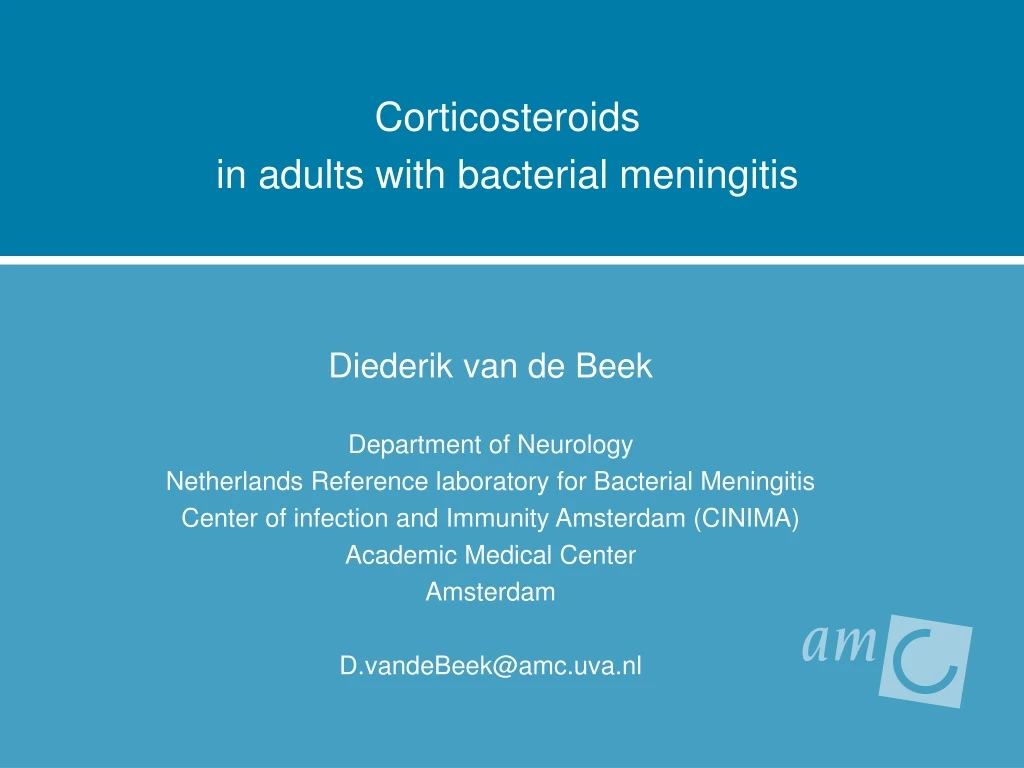 corticosteroids in adults with bacterial meningitis