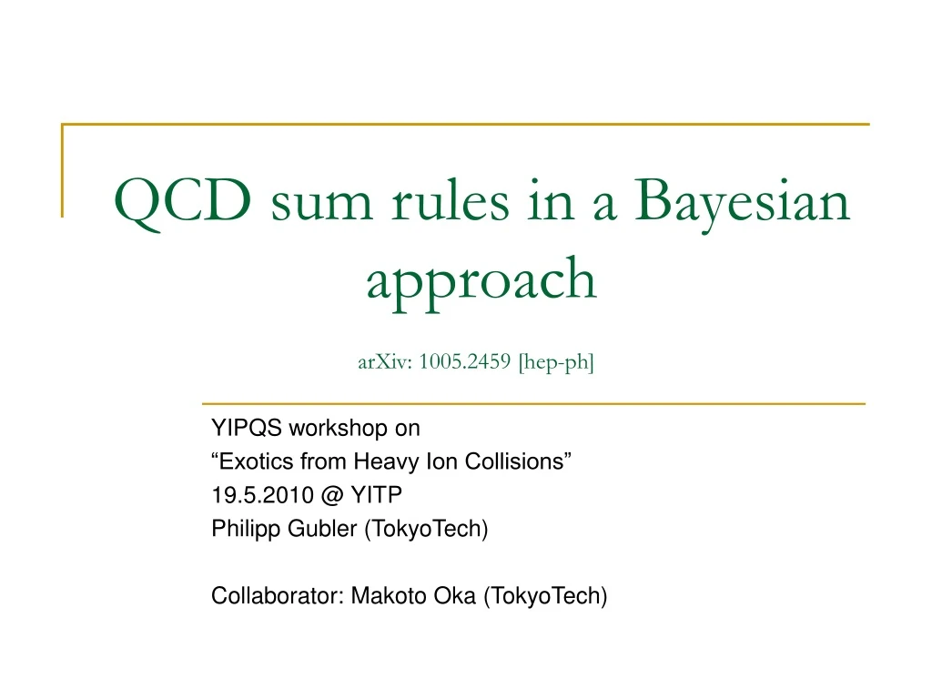 qcd sum rules in a bayesian approach
