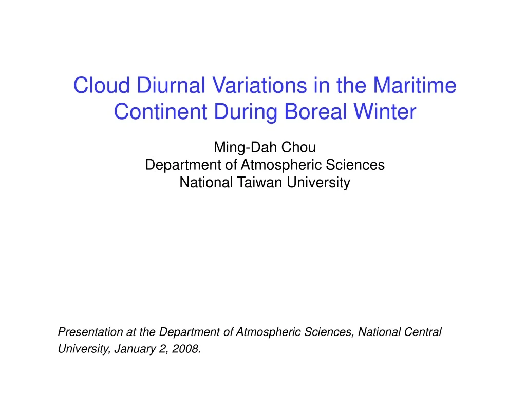 cloud diurnal variations in the maritime