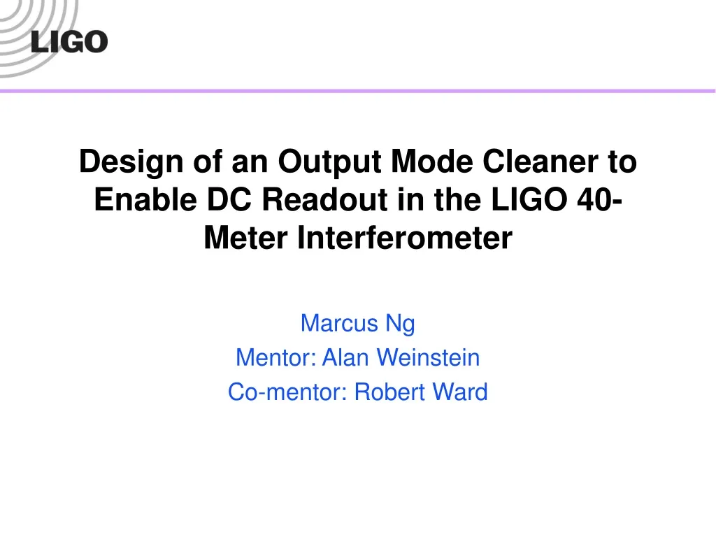 design of an output mode cleaner to enable dc readout in the ligo 40 meter interferometer