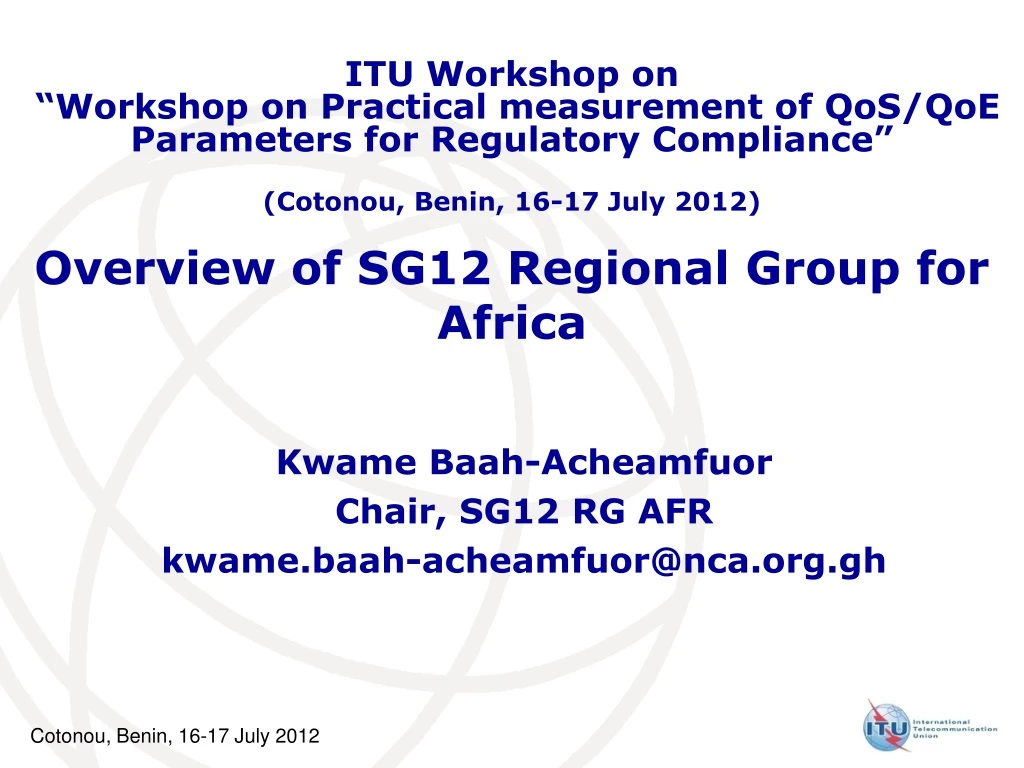 overview of sg12 regional group for africa