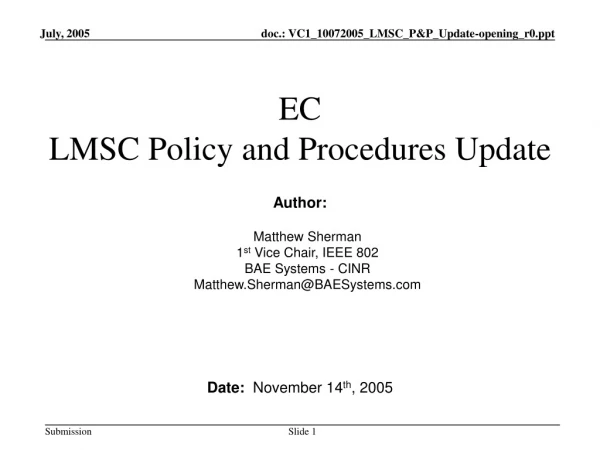 EC  LMSC Policy and Procedures Update
