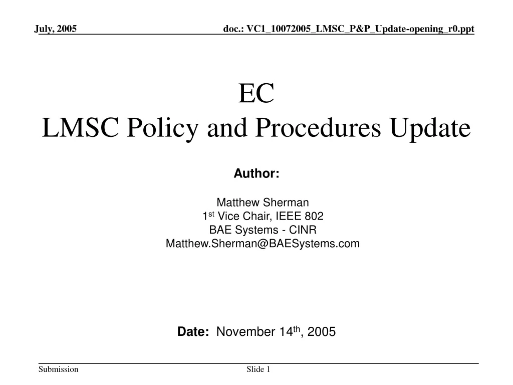 ec lmsc policy and procedures update