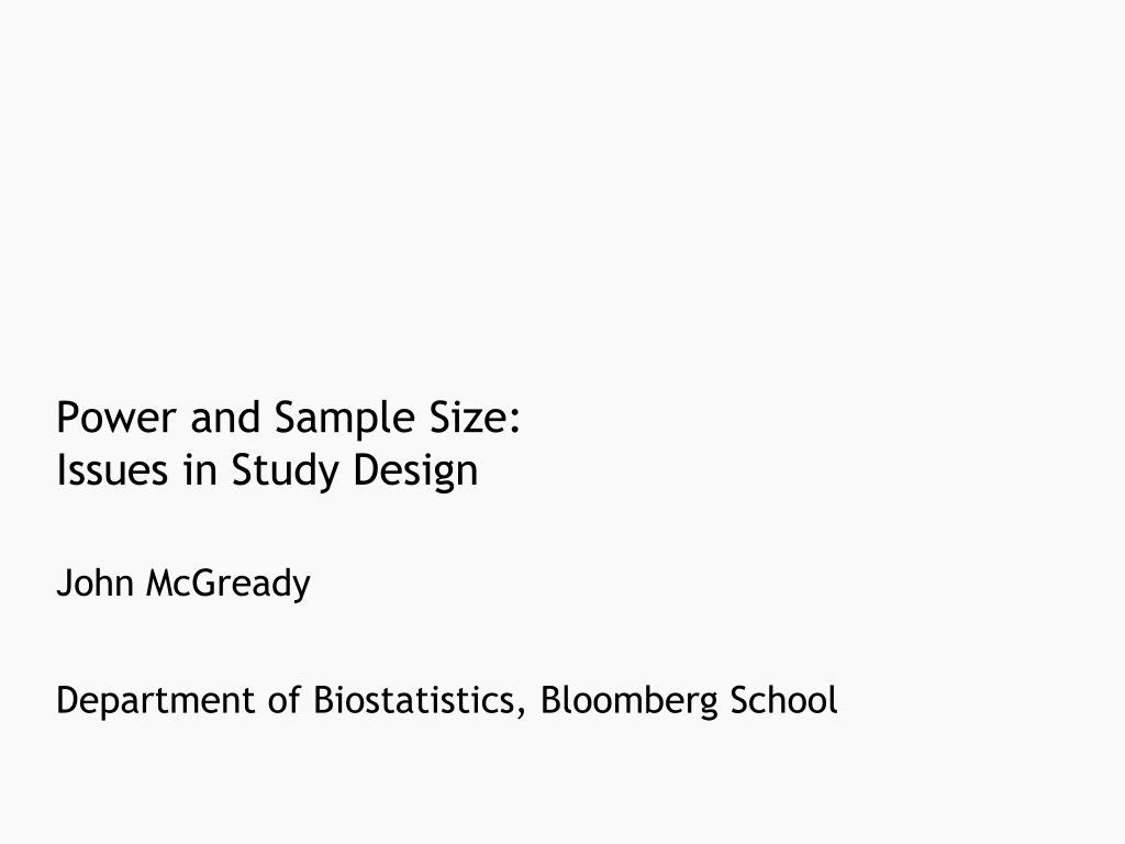 power and sample size issues in study design