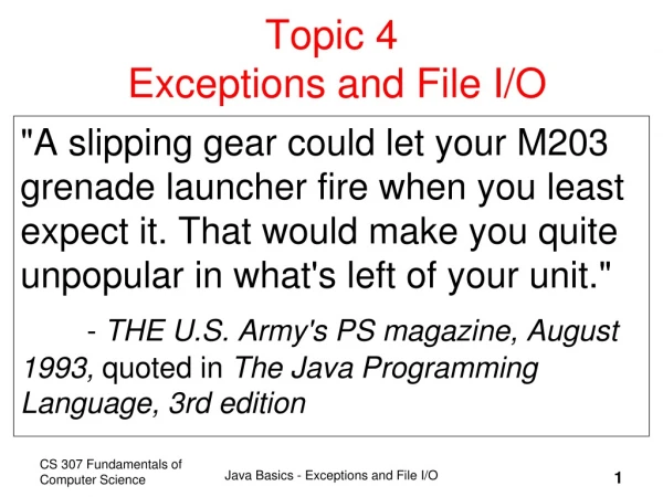 Topic 4  Exceptions and File I/O