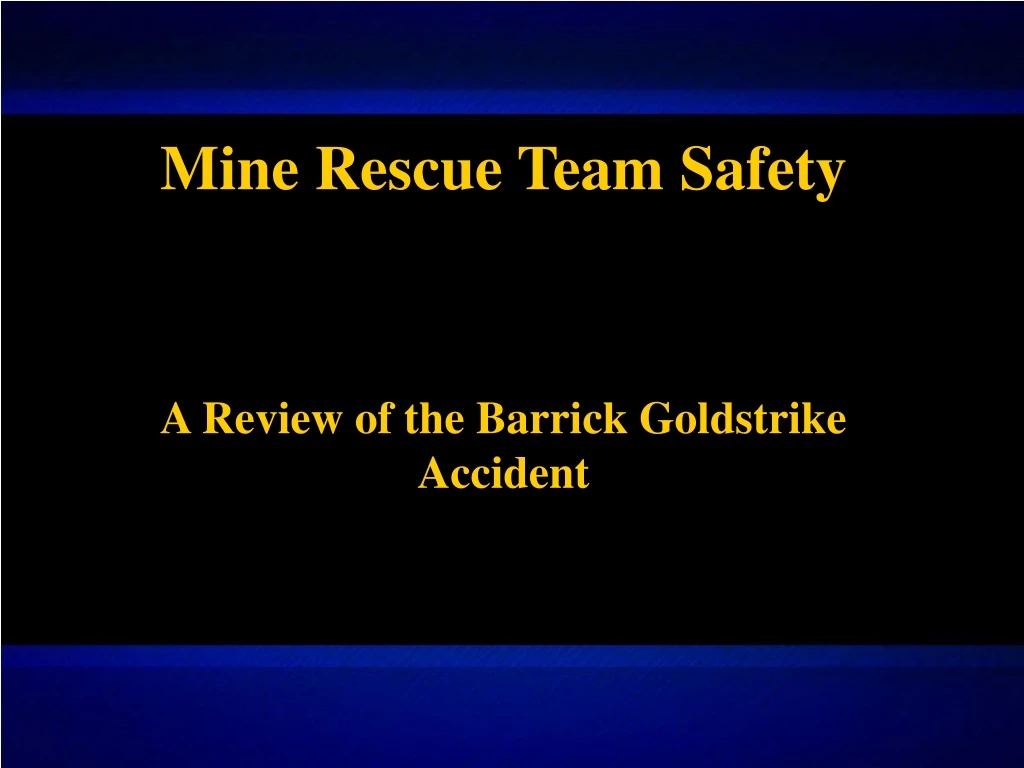 mine rescue team safety