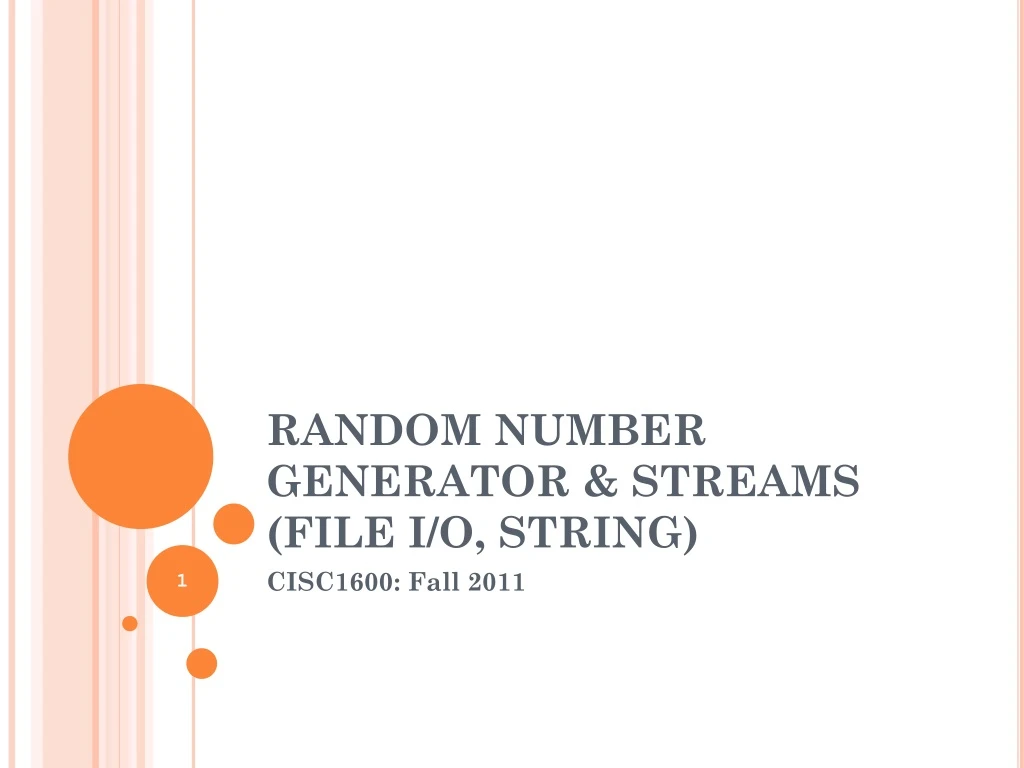 random number generator streams file i o string