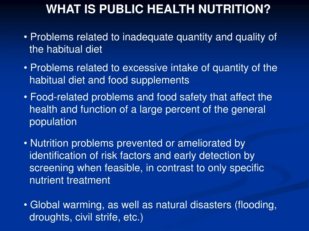 what is public health nutrition problems related