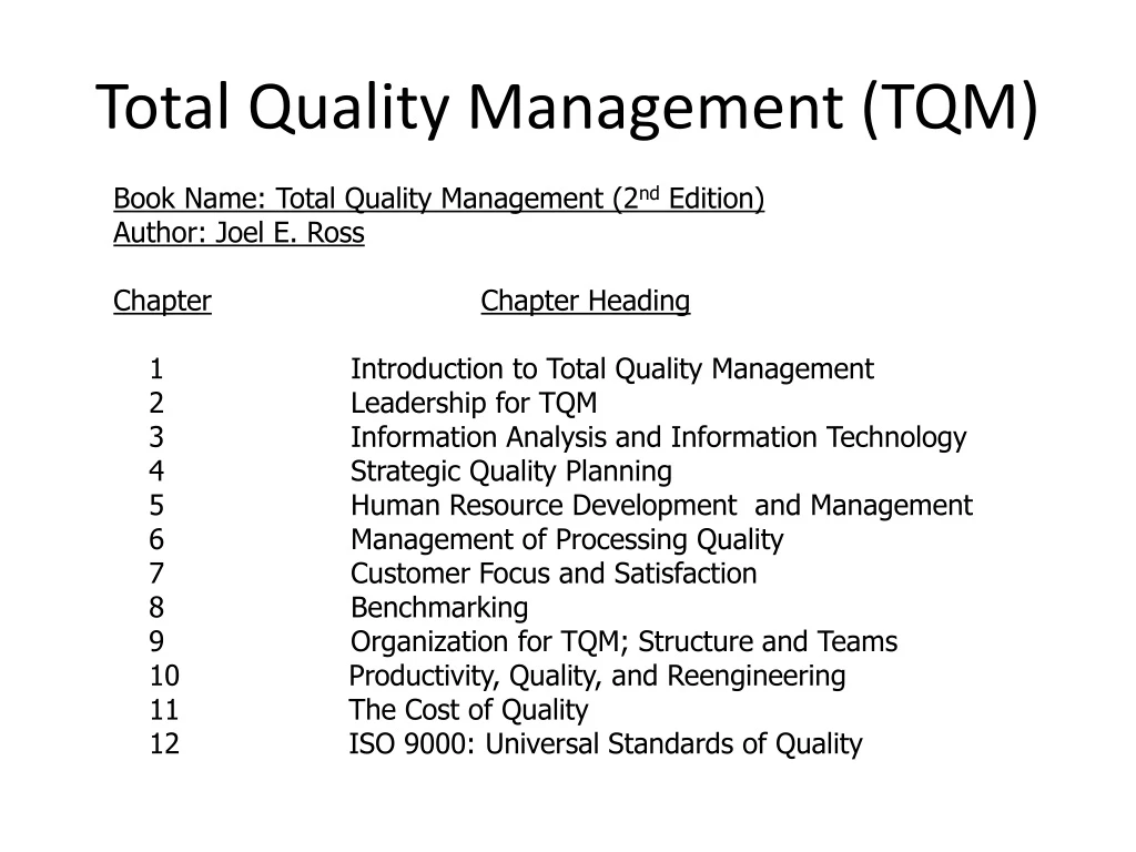 total quality management tqm